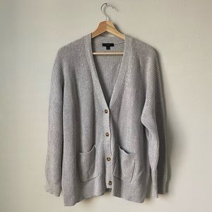 JCrew V-neck Cotton-Cashmere Cardigan Sweater in Heather Dove